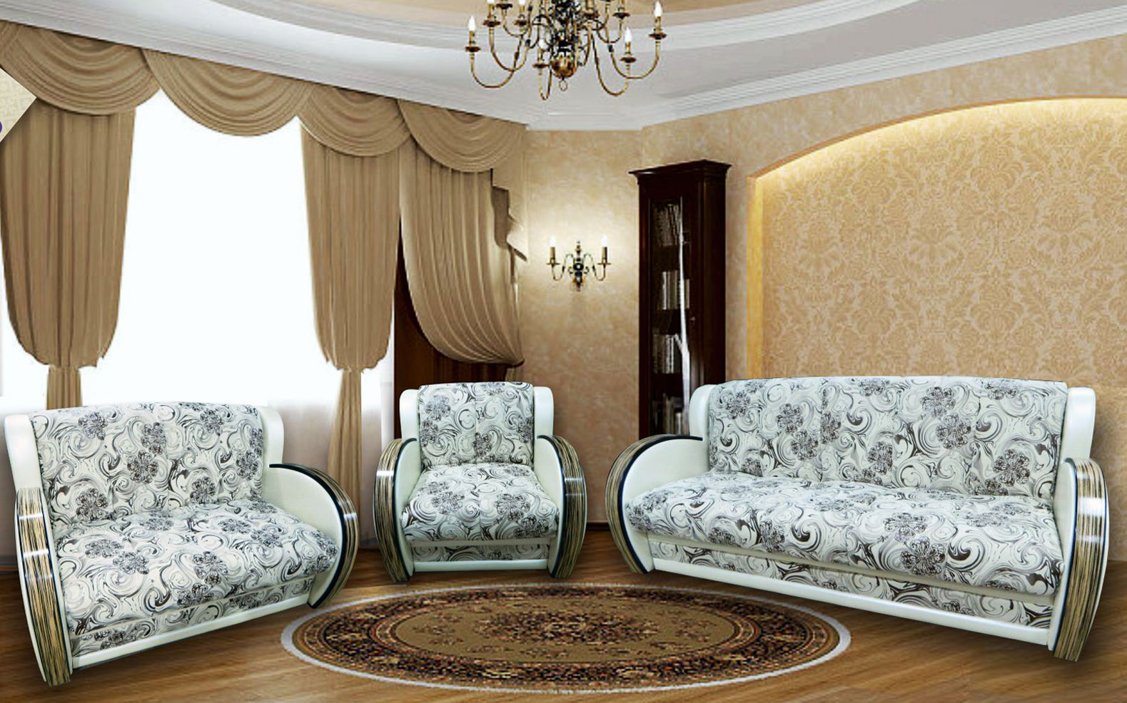 Комплект мебели для гостиной диван и кресло
